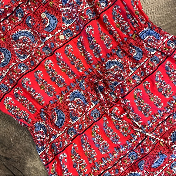 Loft Dress Size Petite Medium Red Blue Floral Casual - Picture 4 of 5